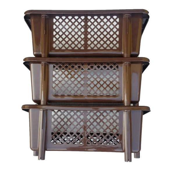 Етажерка органайзер для зберігання на кухню, у ванну пластикова коричнева -
                                                        Фото 3